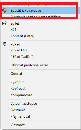 Instalátor spusťte jako Správce