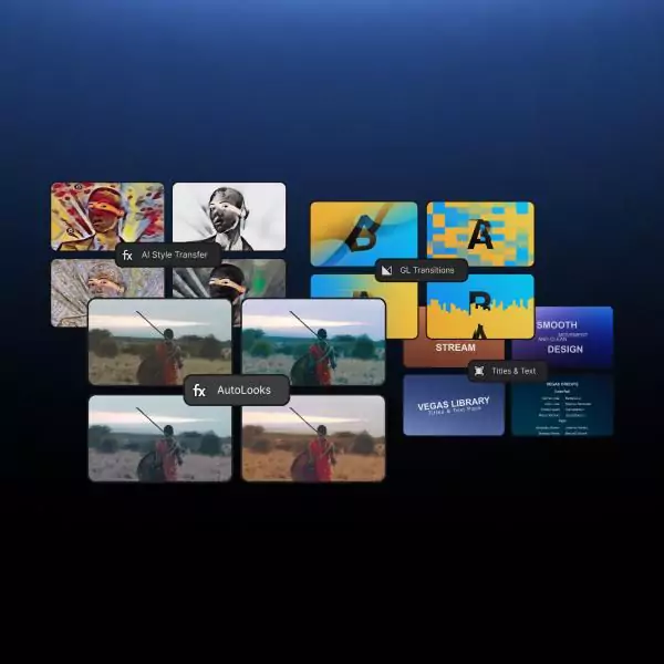 VEGAS PRO 23 - bohatý výběr rozmanitých efektů