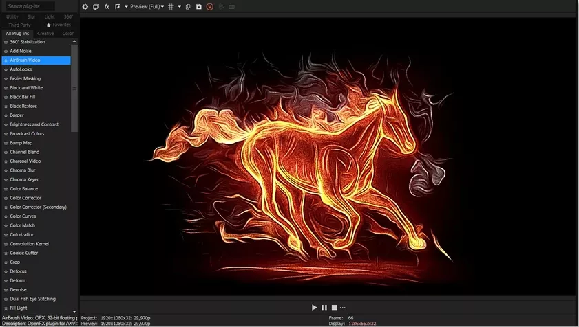 Ukázka efektu malování sprejem s video pluginem AKVIS AirBrush Video